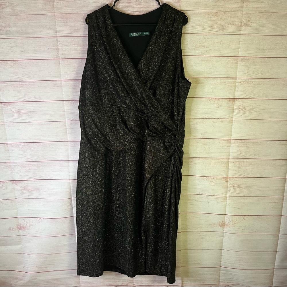 Lauren Ralph Lauren Sleeveless Elegant Black Metallic‎ Dress Size 20W